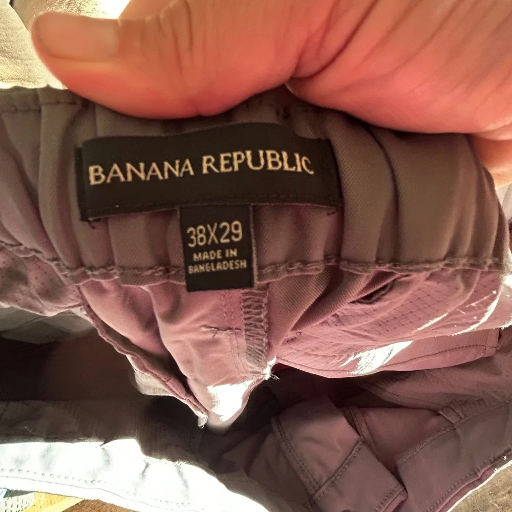 Banana Republic Mens Commuter Flex Pants Gray Performance Stretch 38x29 Slim Fit